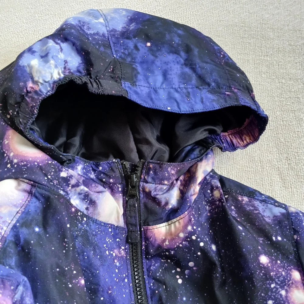 lands end ♡ galaxy full zip jacket kids medium 10 12 space whimsy